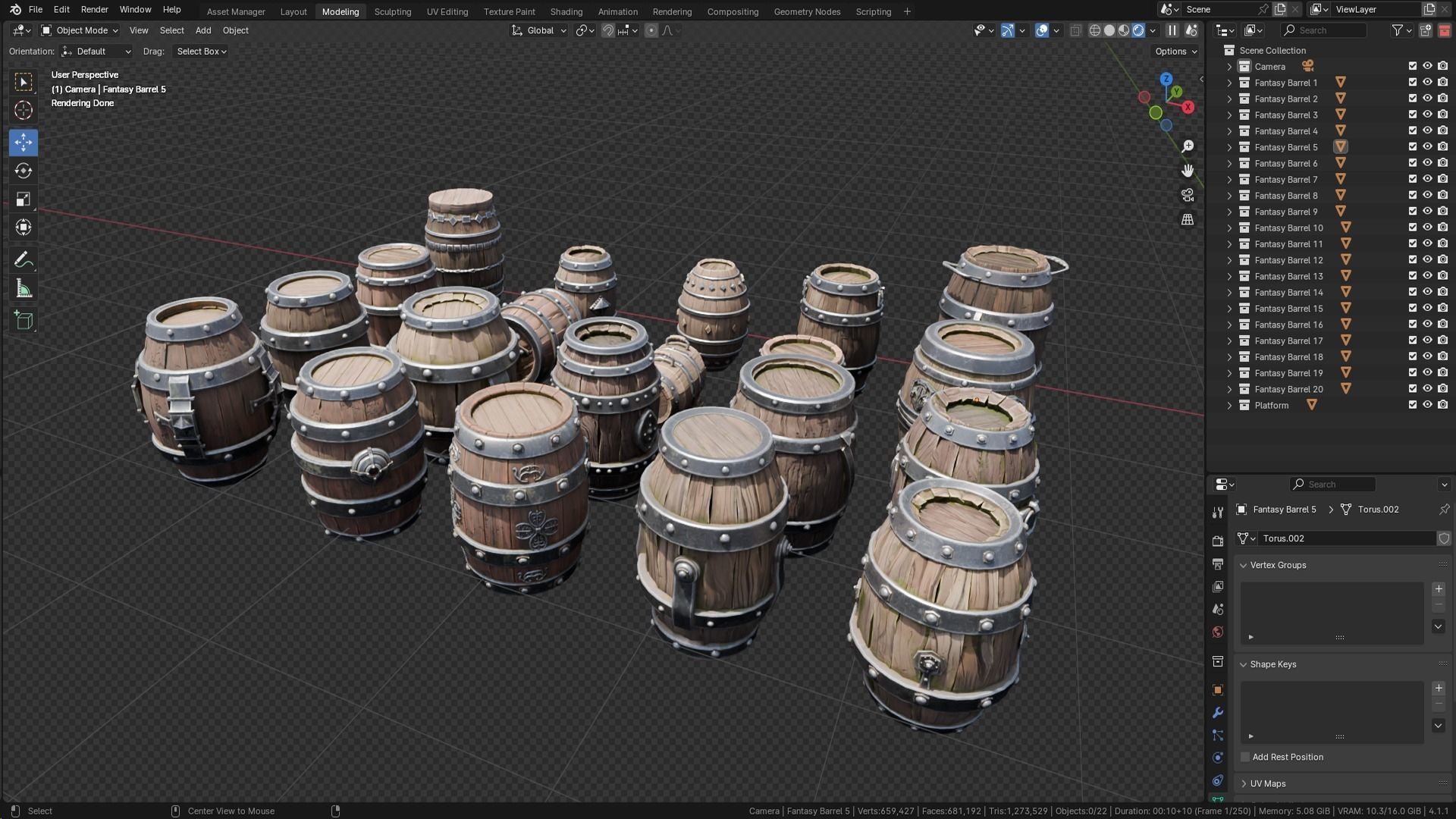 Blender 20 Massive Fantasy Barrels Asset Pack 3D model_4