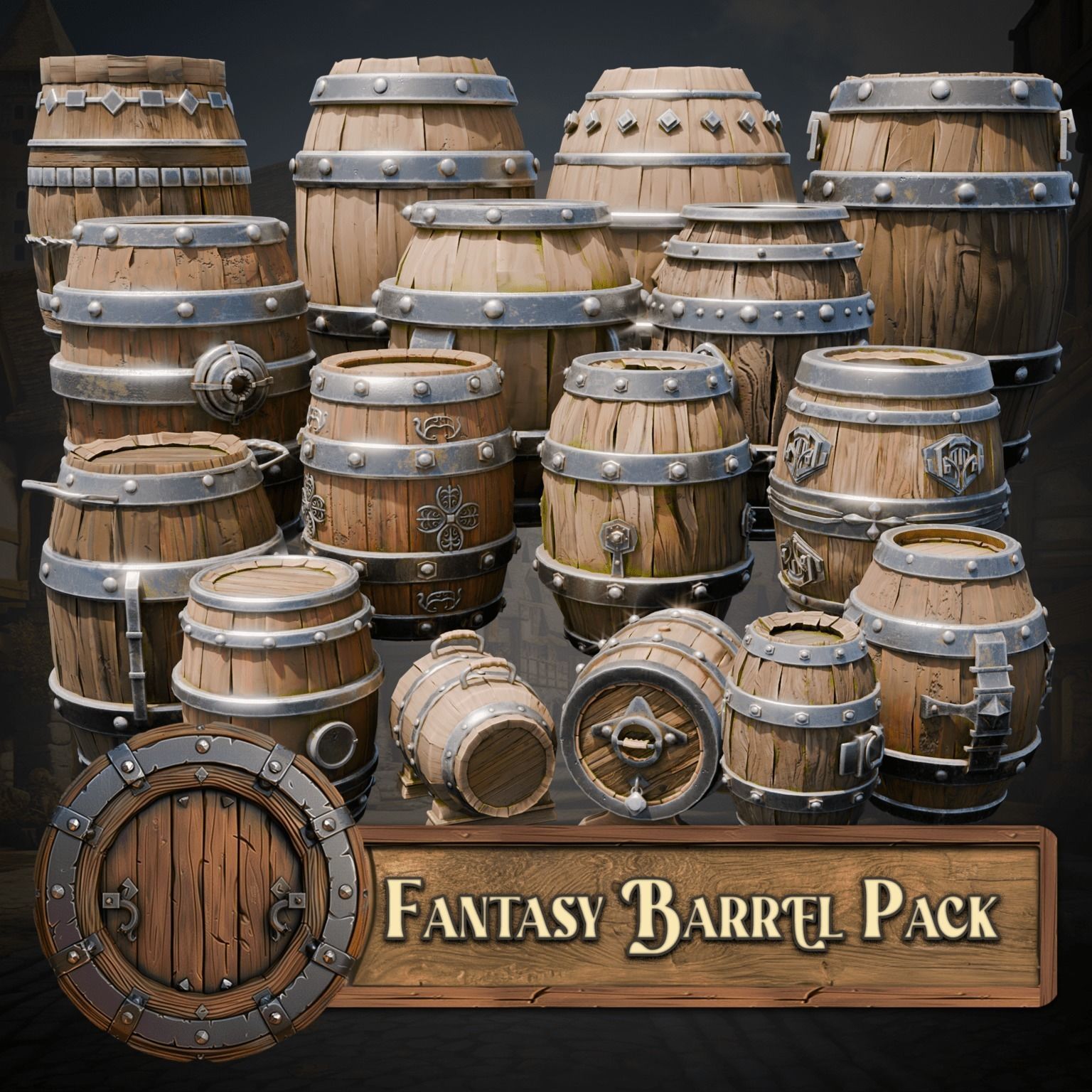 Blender 20 Massive Fantasy Barrels Asset Pack 3D model_2