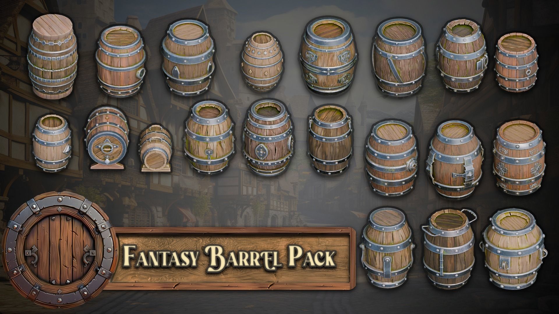 Blender 20 Massive Fantasy Barrels Asset Pack 3D model_3