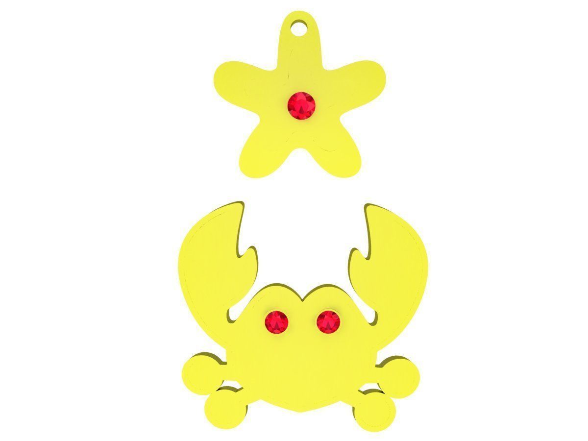 A6829 Kute Crab And Starfish Diamond Pendant 3D print model_1