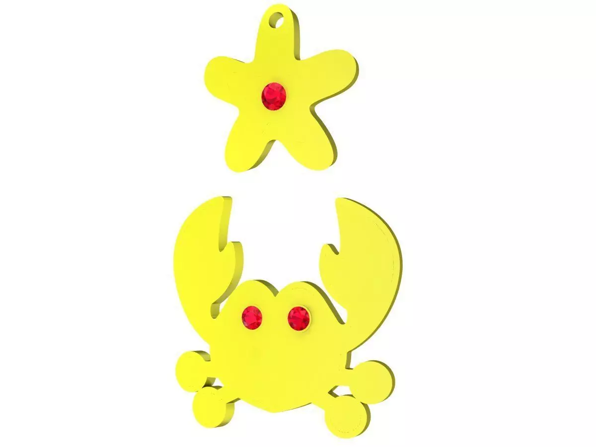 A6829 Kute Crab And Starfish Diamond Pendant 3D print model_0