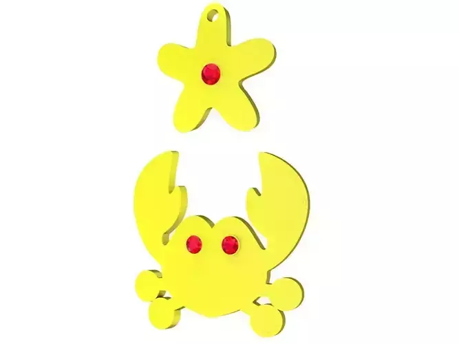 A6829 Kute Crab And Starfish Diamond Pendant