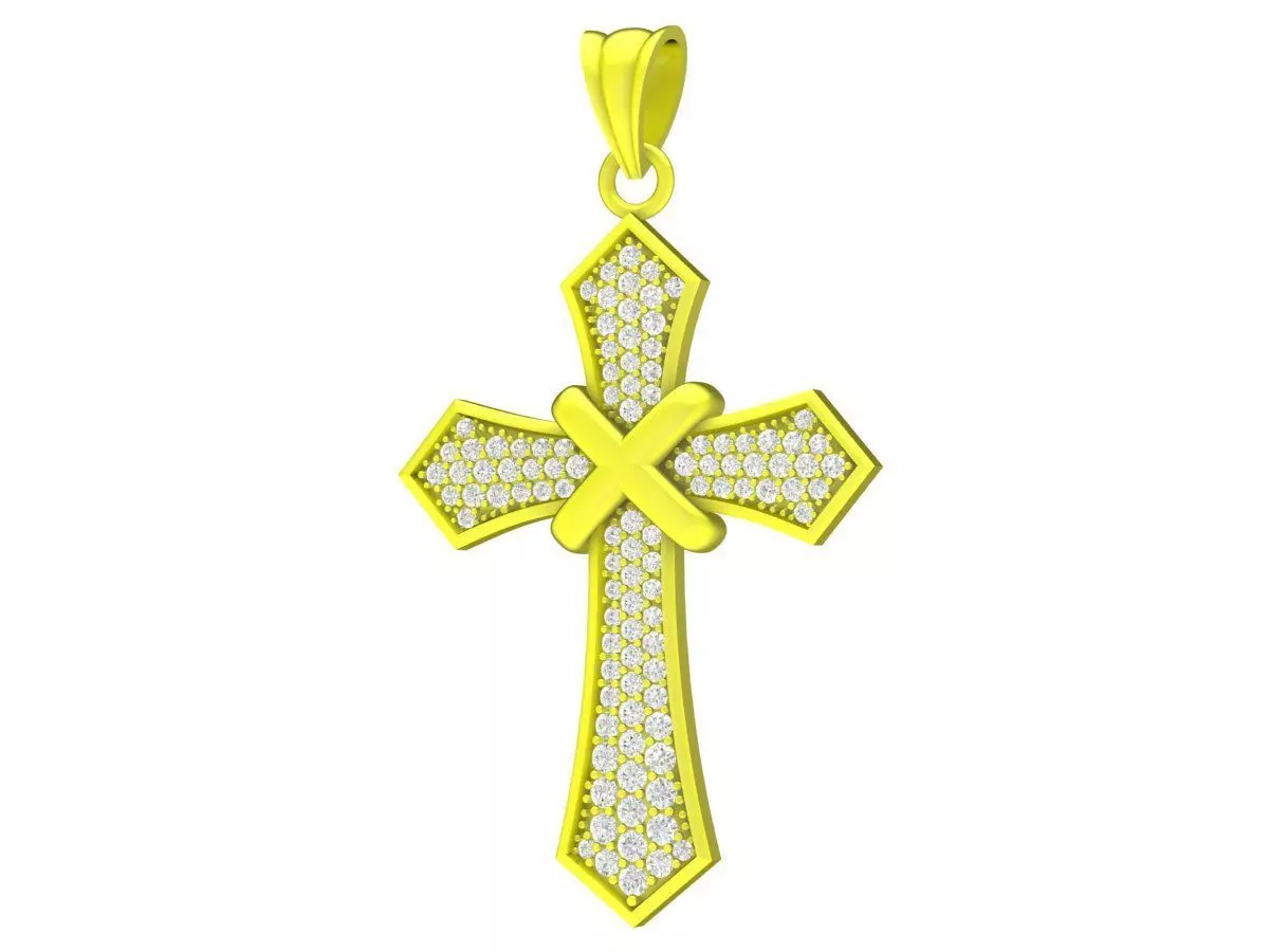 A6835 Luxury Diamond Cross Pendant 3D print model_0