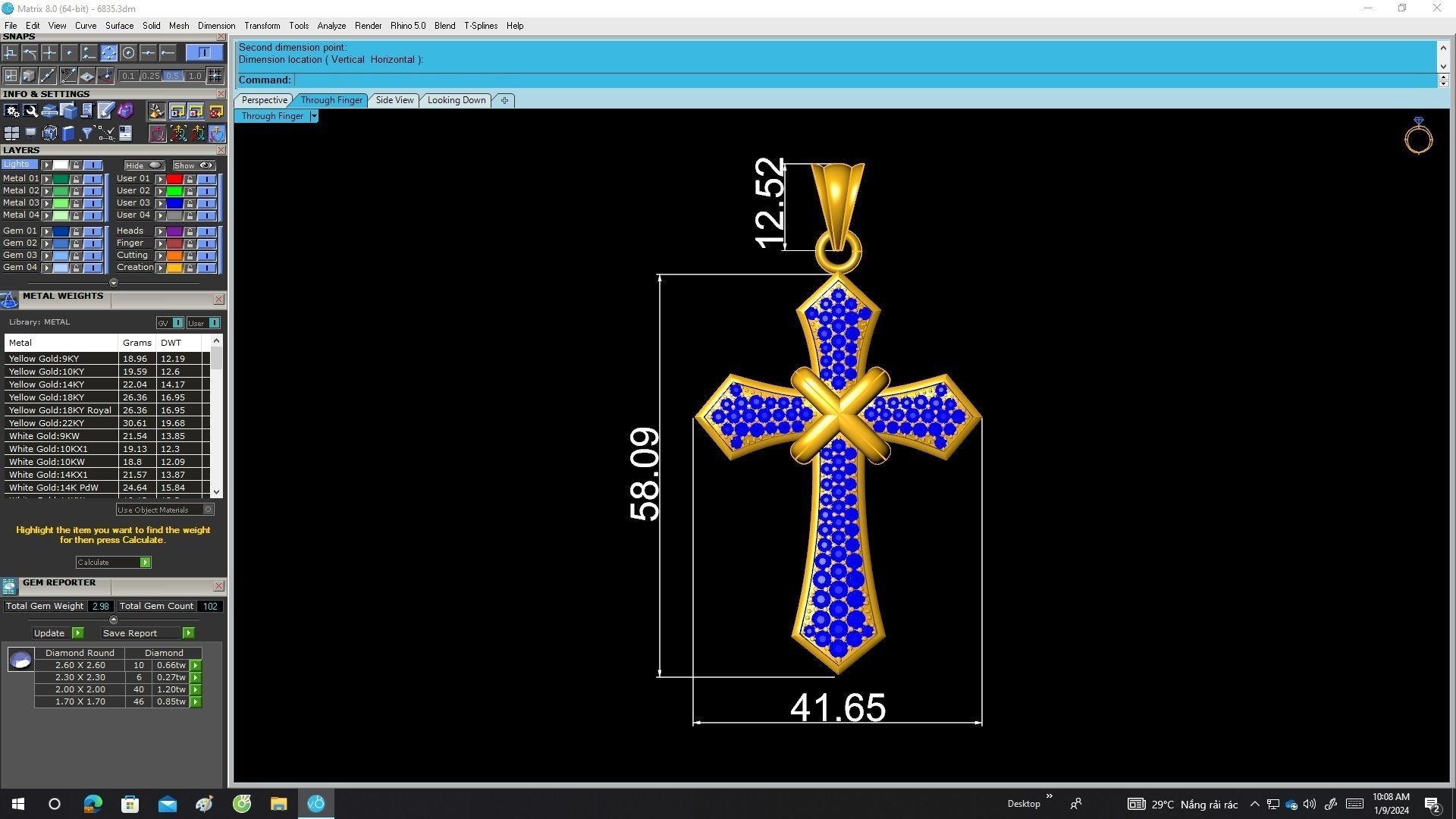 A6835 Luxury Diamond Cross Pendant 3D print model_6