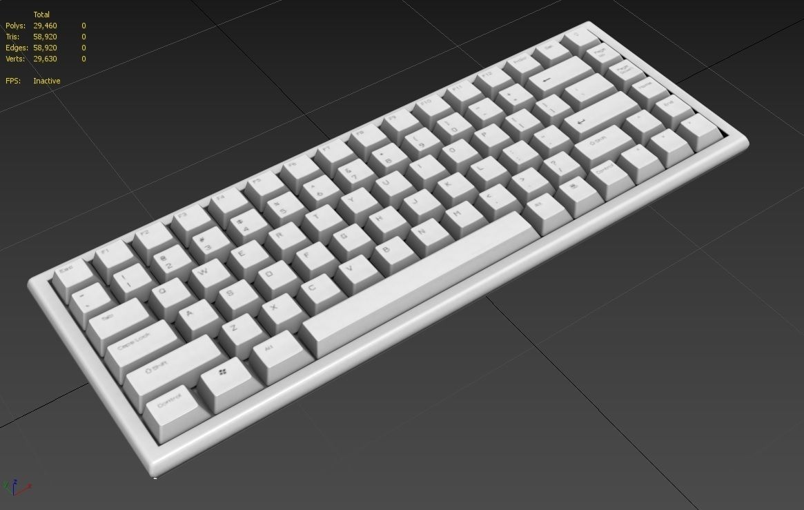 Pc Keyboard M04W Low-poly 3D model_2
