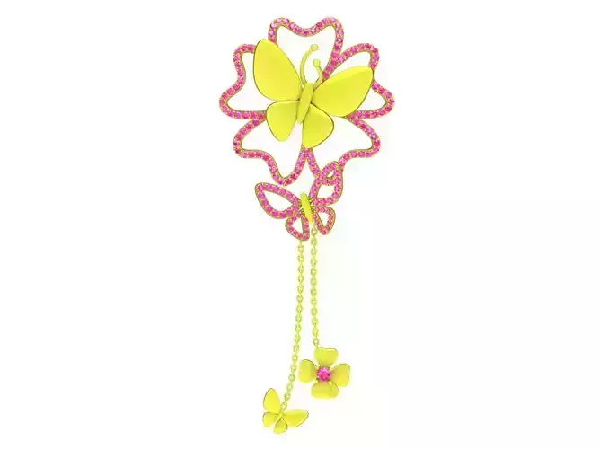 A6850 Luxury Diamond Butterfly and Flower Women Pendant Necklace