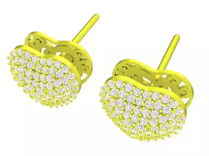 A5924 Diamond Heart Stud Earrings