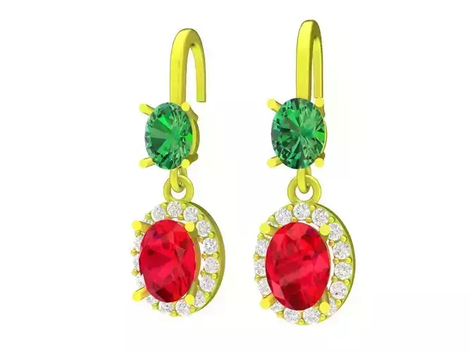 5899 Fashion Diamond Oval Drop Earrings