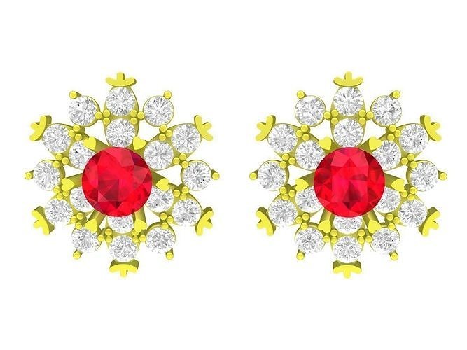 5913 fashion diamond stud earrings 3D print model