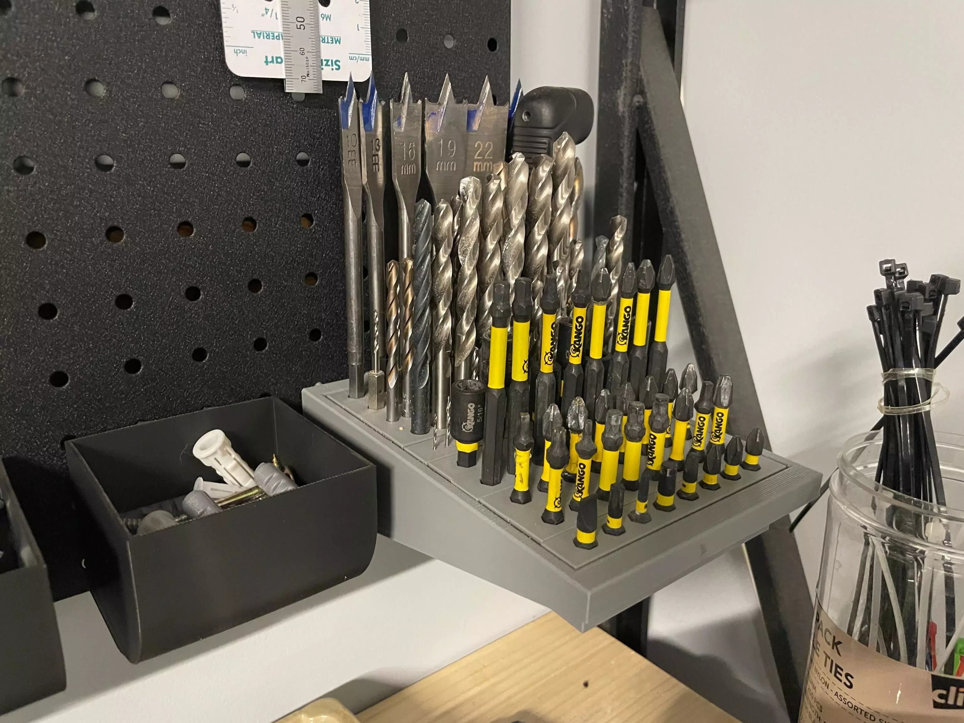 Drill Bit Peg Board Storage 3D print model_0