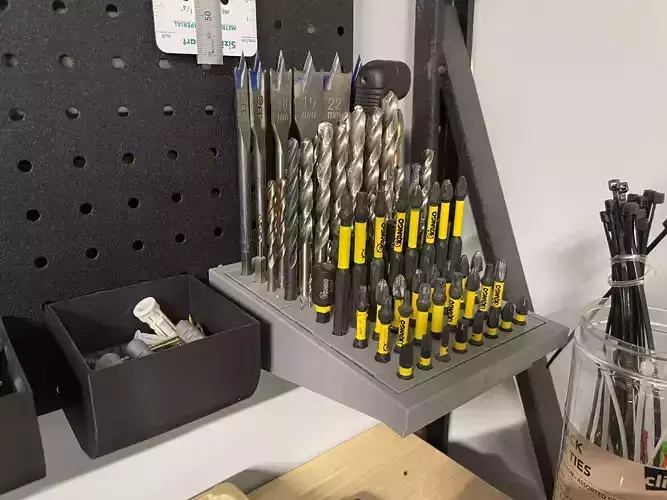 Drill Bit Peg Board Storage 3D print model