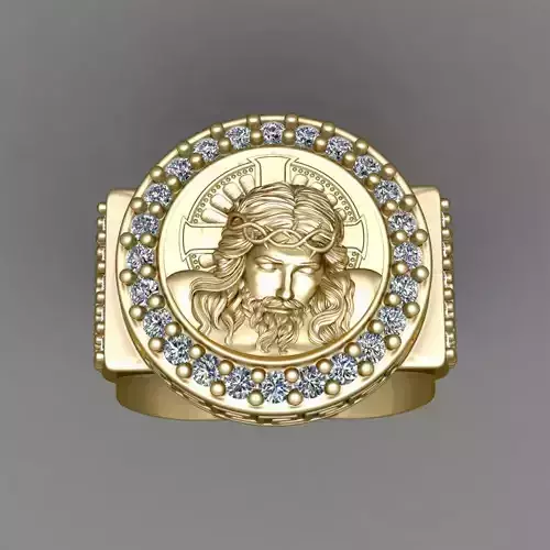 Jesus head Ring 3d Print Model