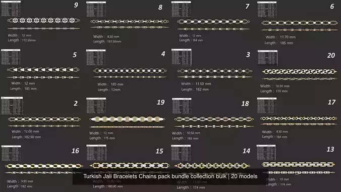 Turkish Jali Bracelets Chains pack bundle collection bulk