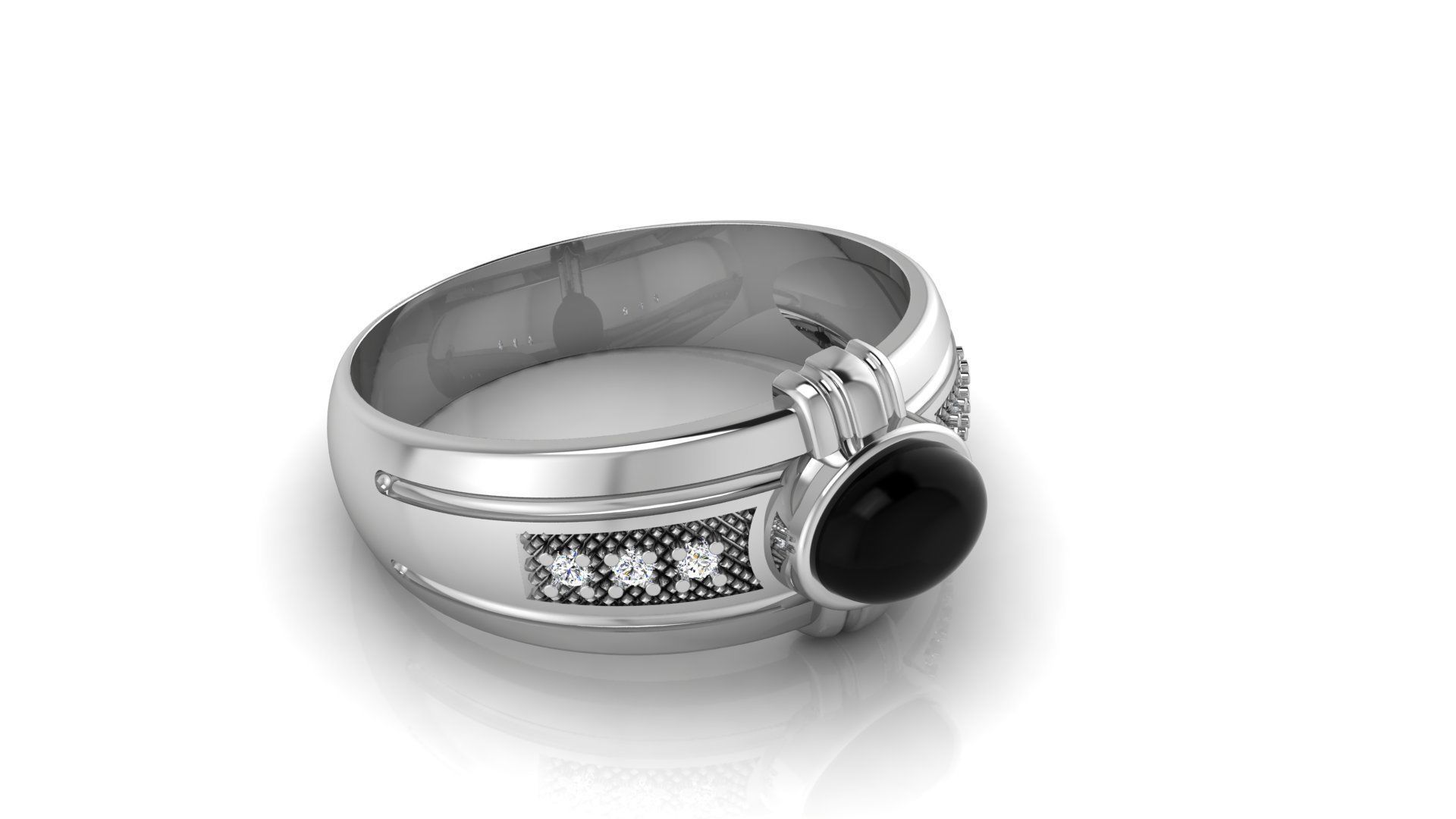 Ring M150 Mens luxury ring with gem 3D print model_38