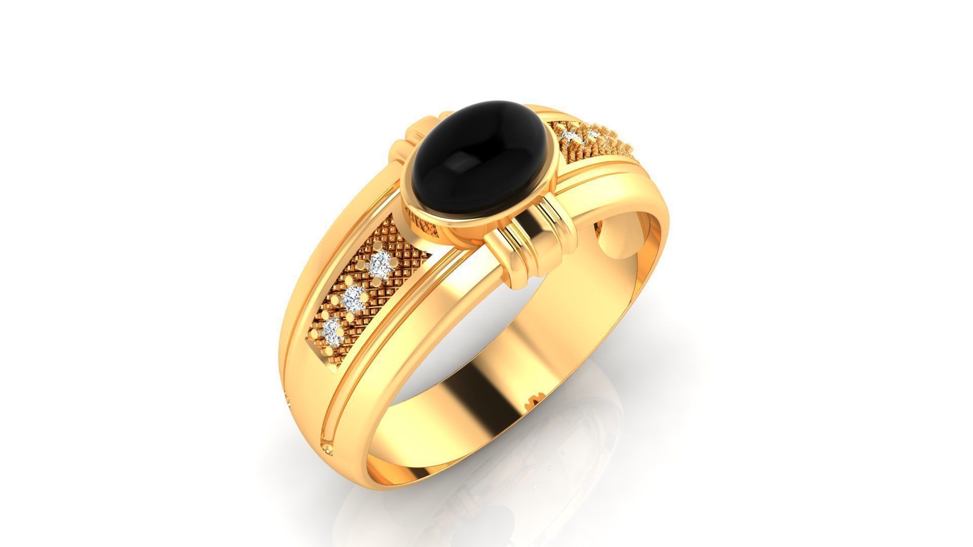 Ring M150 Mens luxury ring with gem 3D print model_26