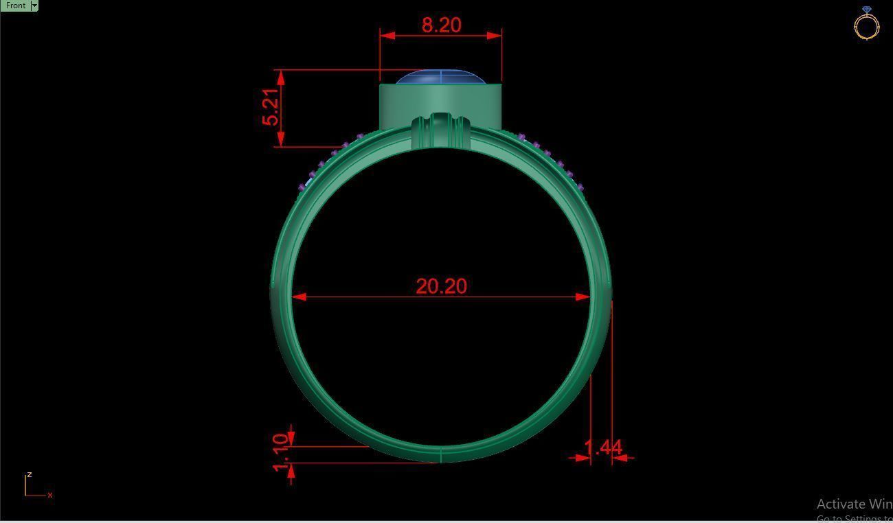 Ring M150 Mens luxury ring with gem 3D print model_16