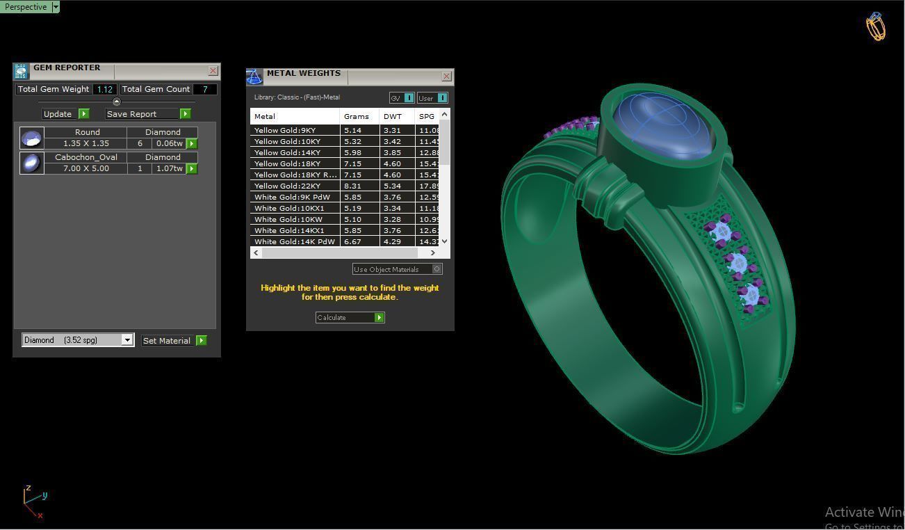 Ring M150 Mens luxury ring with gem 3D print model_23