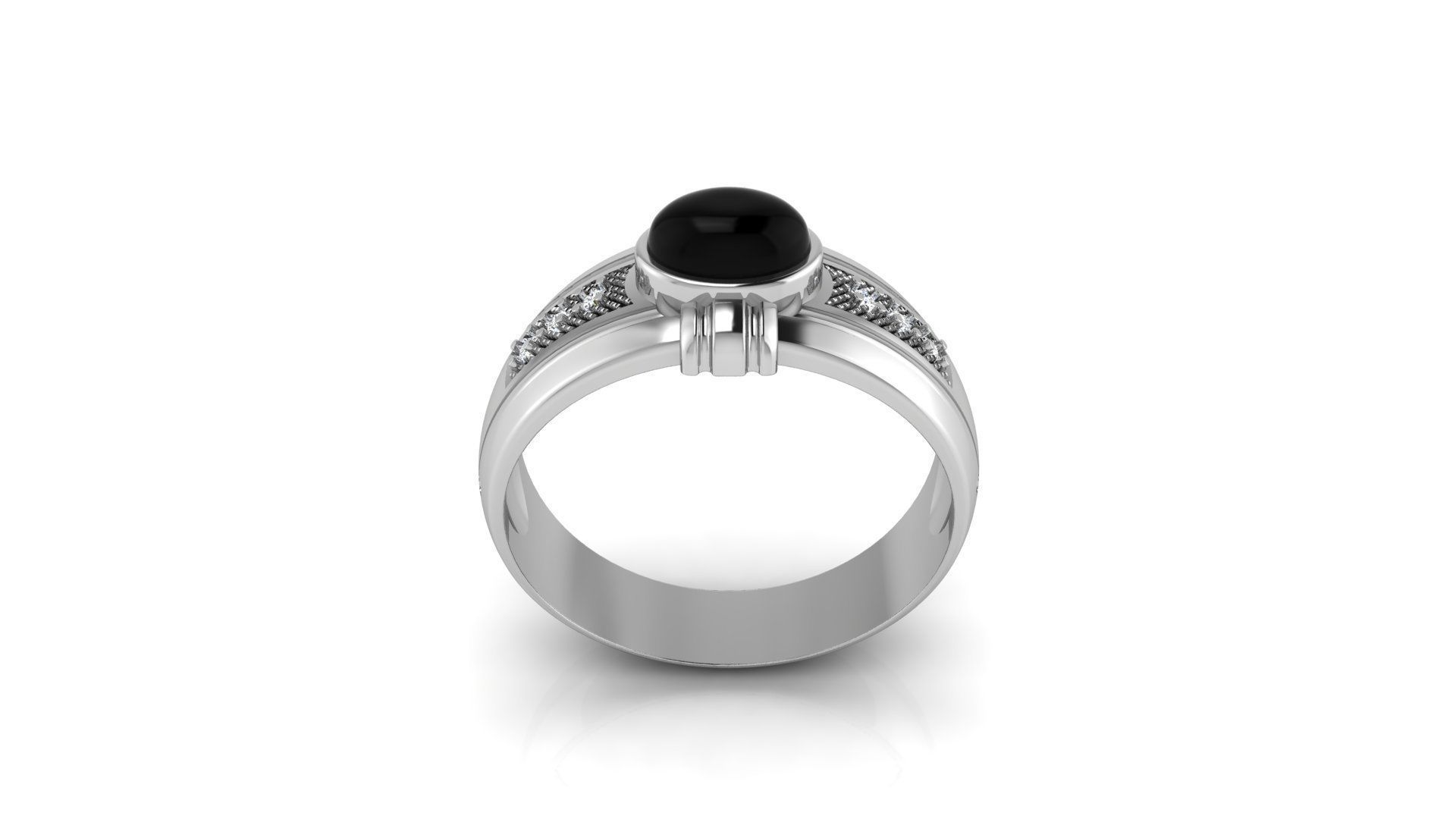 Ring M150 Mens luxury ring with gem 3D print model_35