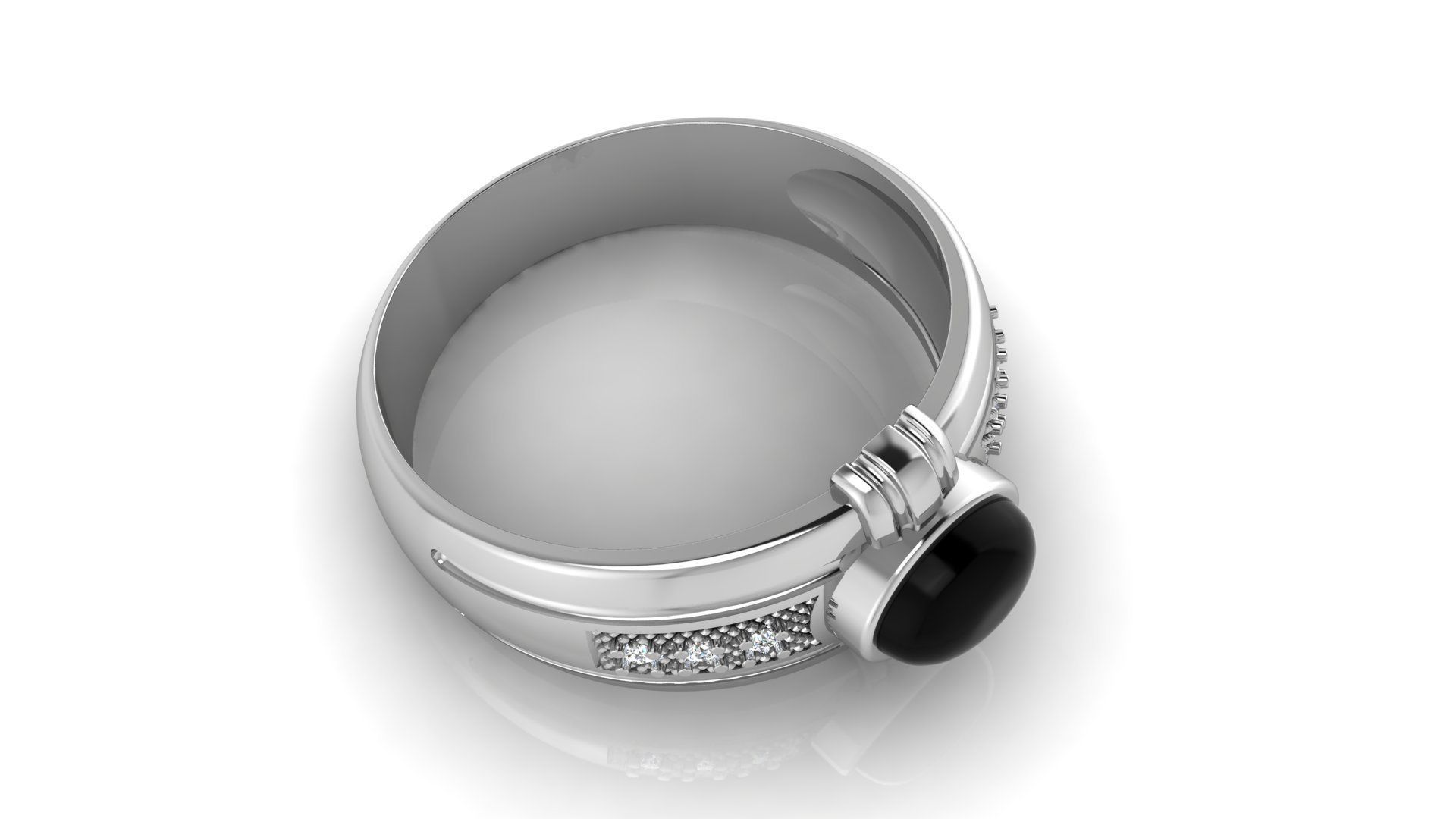 Ring M150 Mens luxury ring with gem 3D print model_39