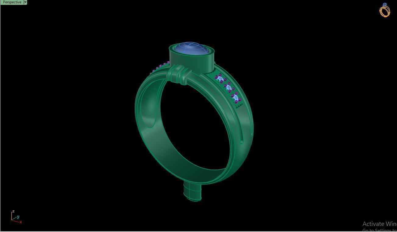 Ring M150 Mens luxury ring with gem 3D print model_22