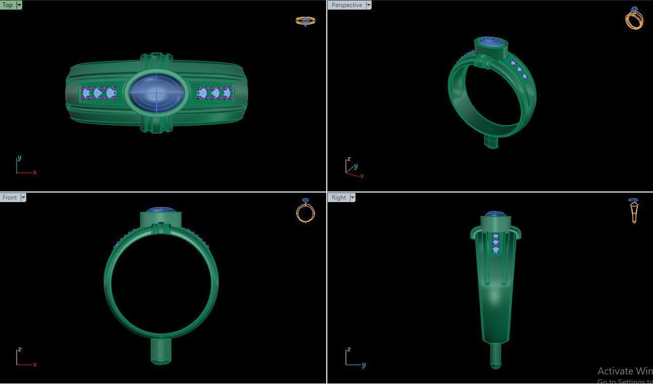 Ring M150 Mens luxury ring with gem 3D print model_20