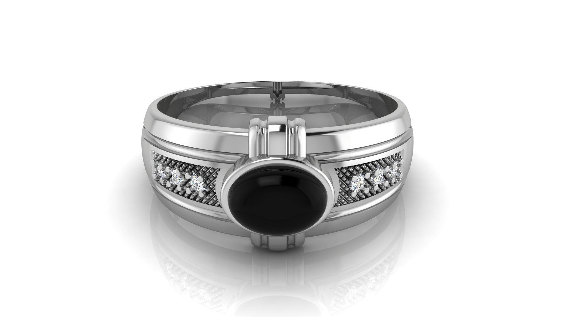 Ring M150 Mens luxury ring with gem 3D print model_37