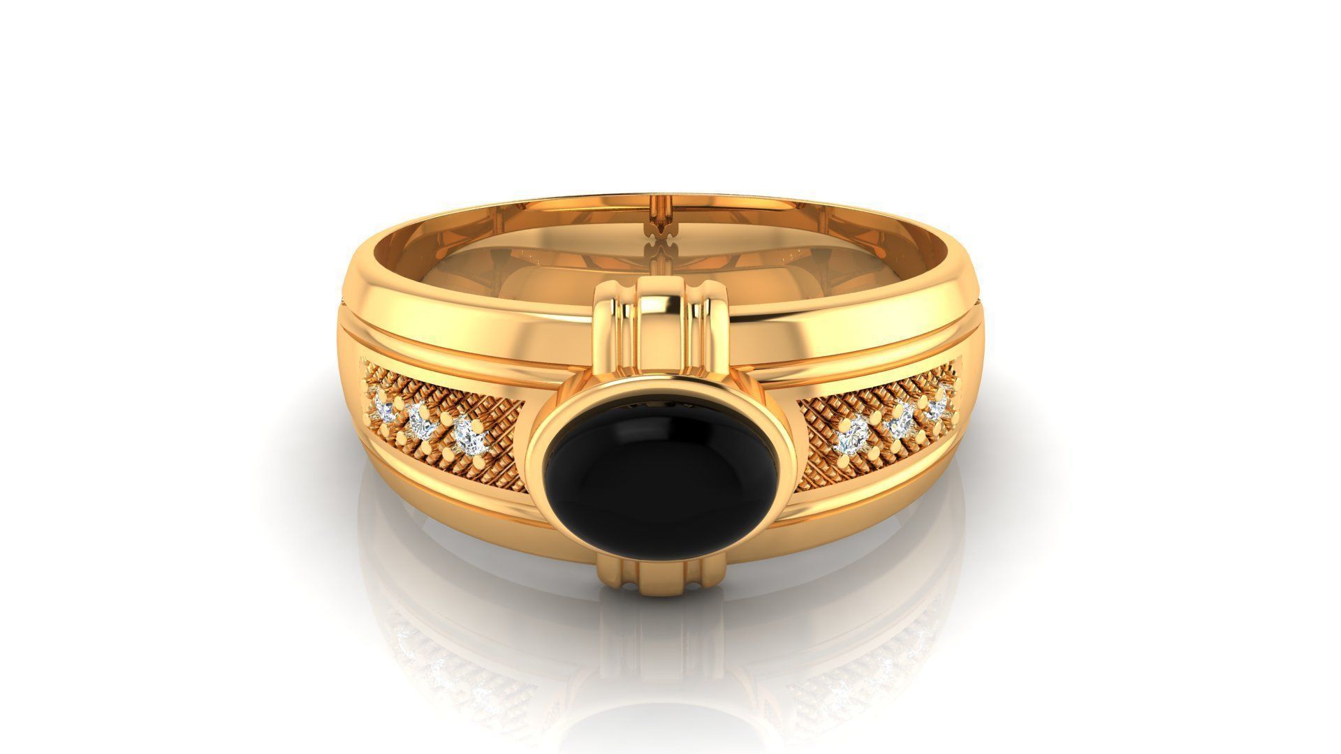 Ring M150 Mens luxury ring with gem 3D print model_30