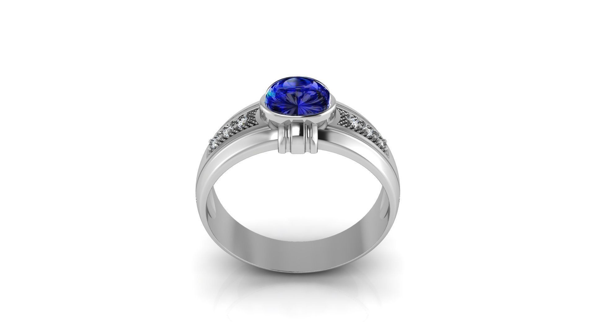 Ring M150 Mens luxury ring with gem 3D print model_5