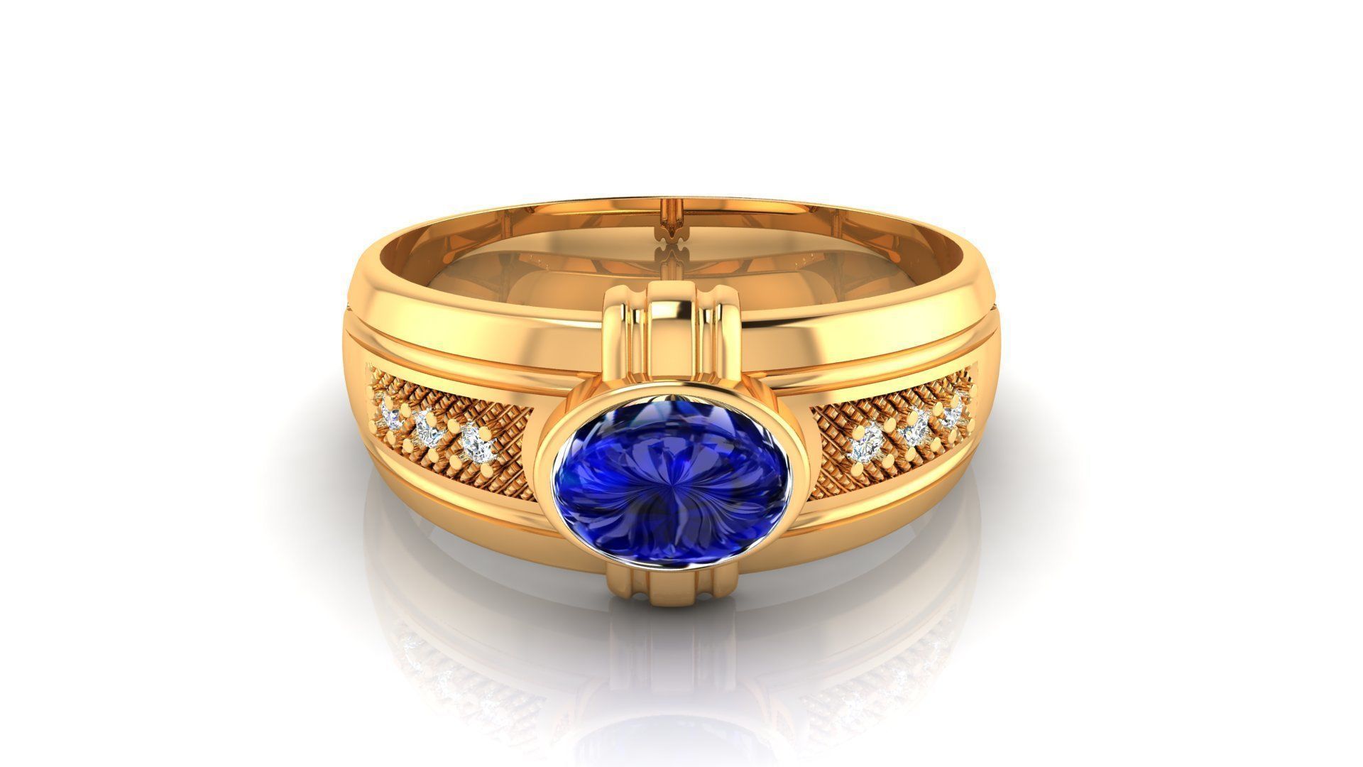 Ring M150 Mens luxury ring with gem 3D print model_11