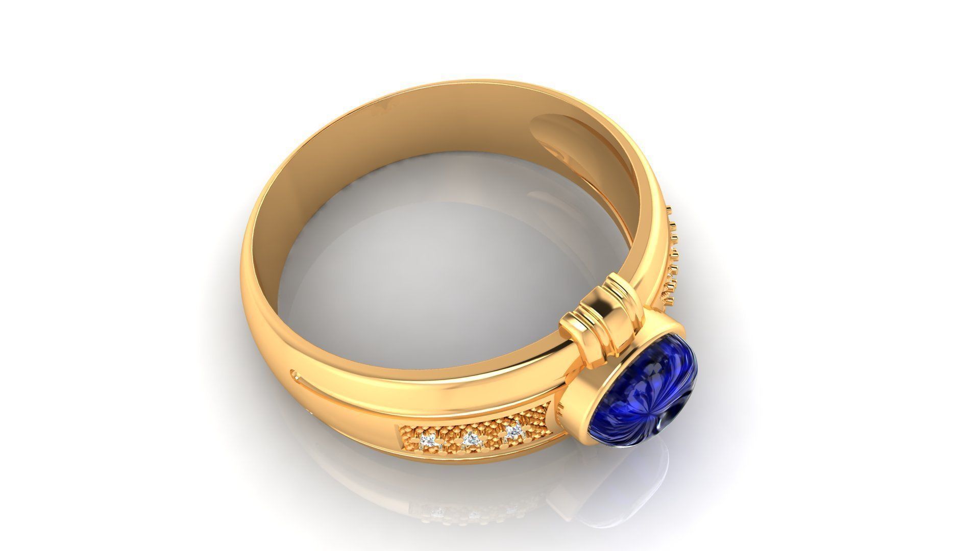 Ring M150 Mens luxury ring with gem 3D print model_13