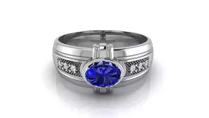 Ring M150 Mens luxury ring with gem 3D print model