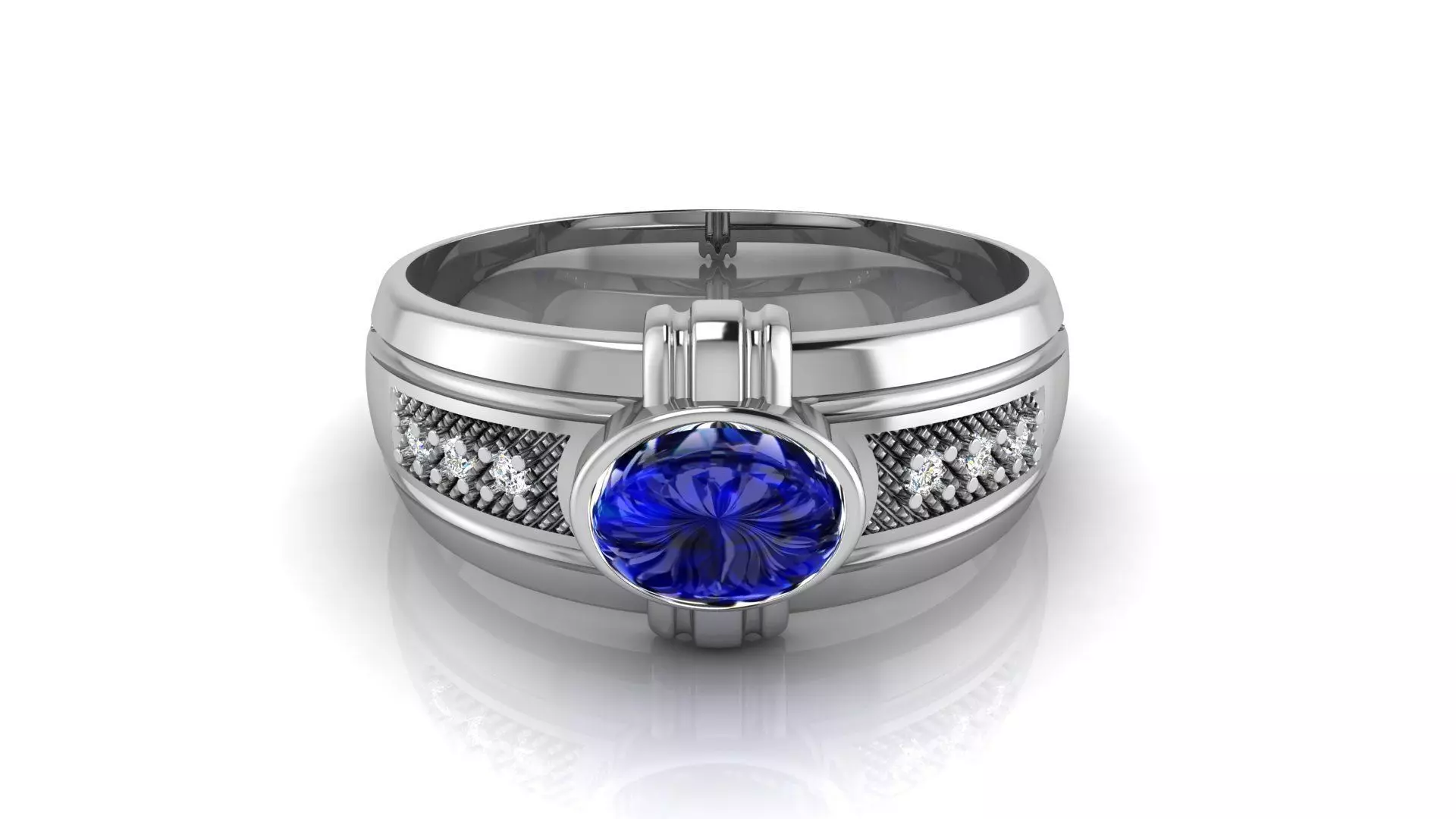 Ring M150 Mens luxury ring with gem 3D print model_0