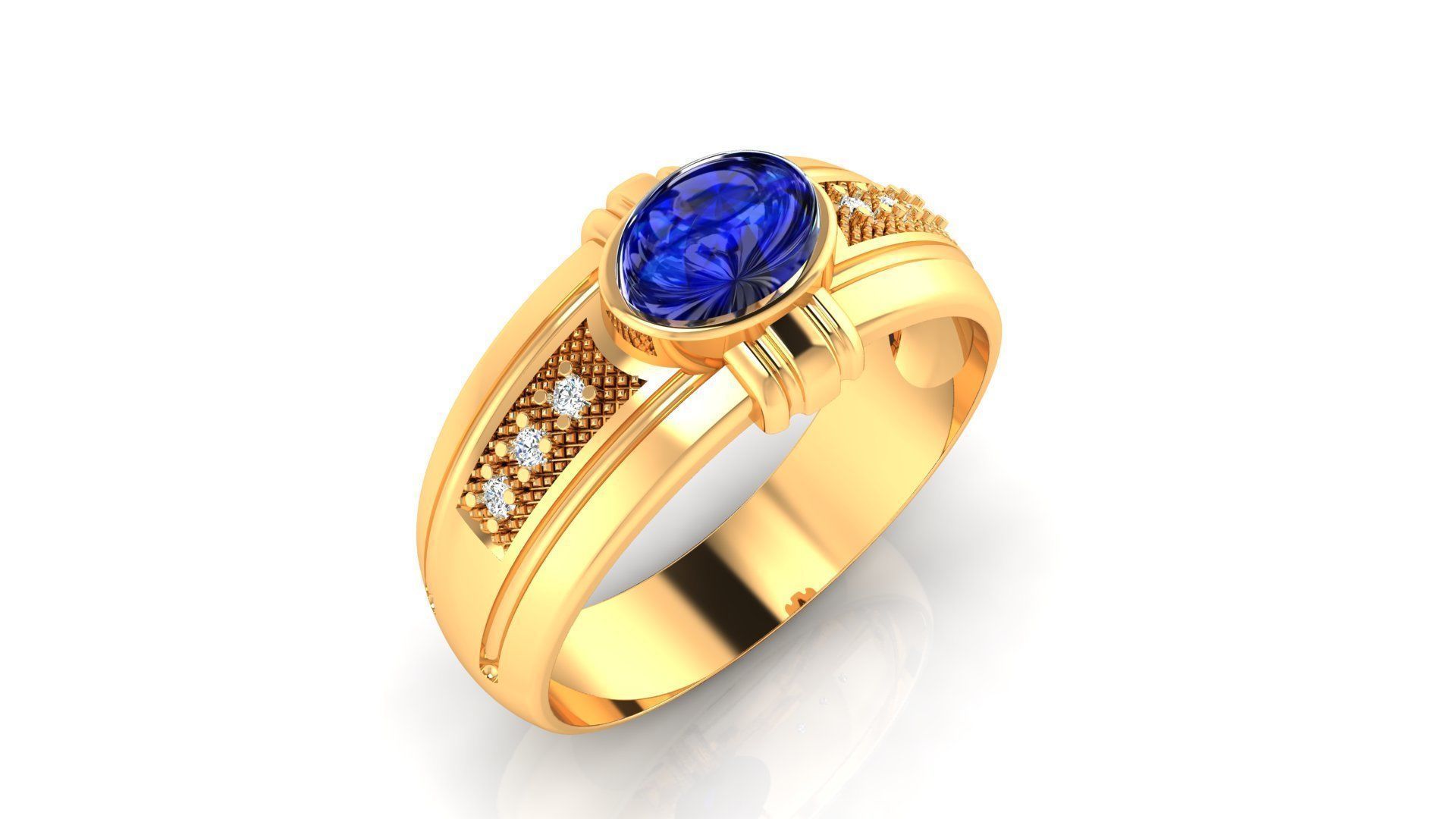 Ring M150 Mens luxury ring with gem 3D print model_7