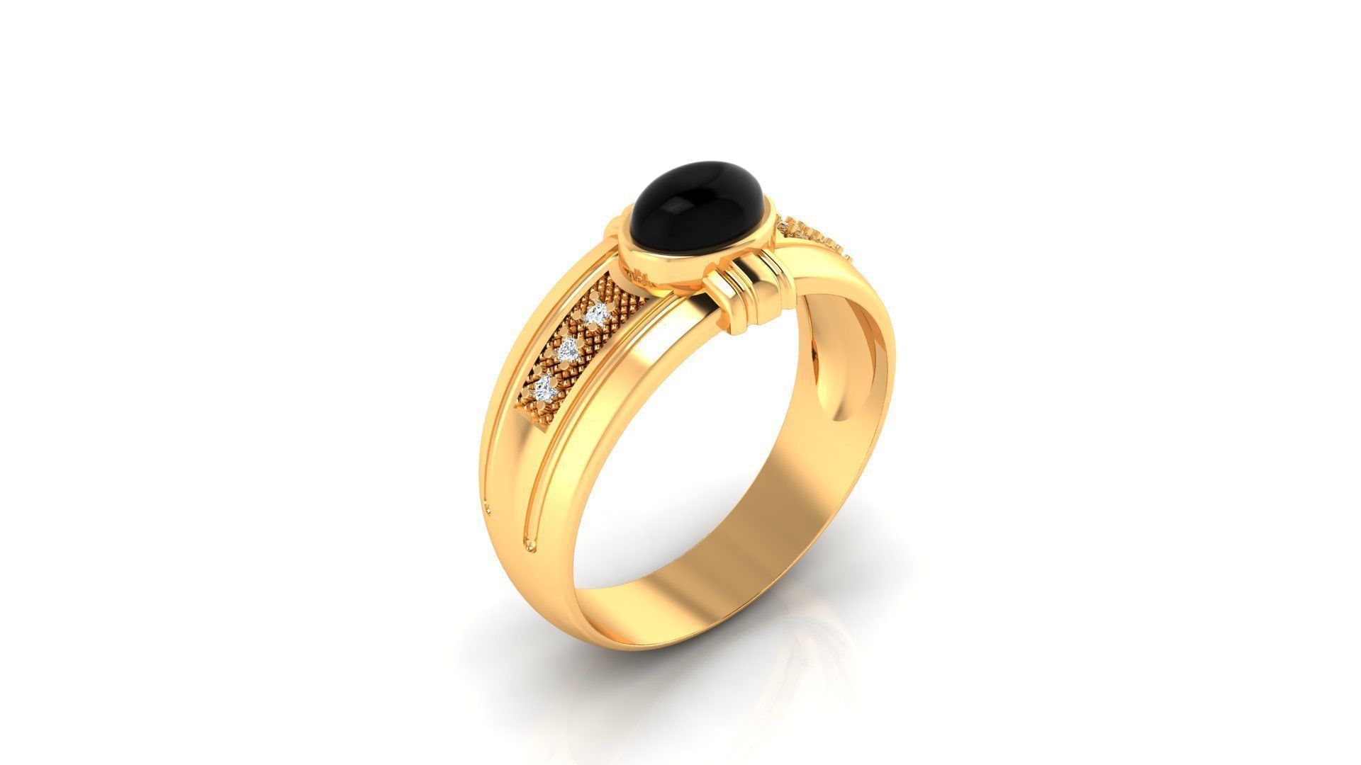 Ring M150 Mens luxury ring with gem 3D print model_29