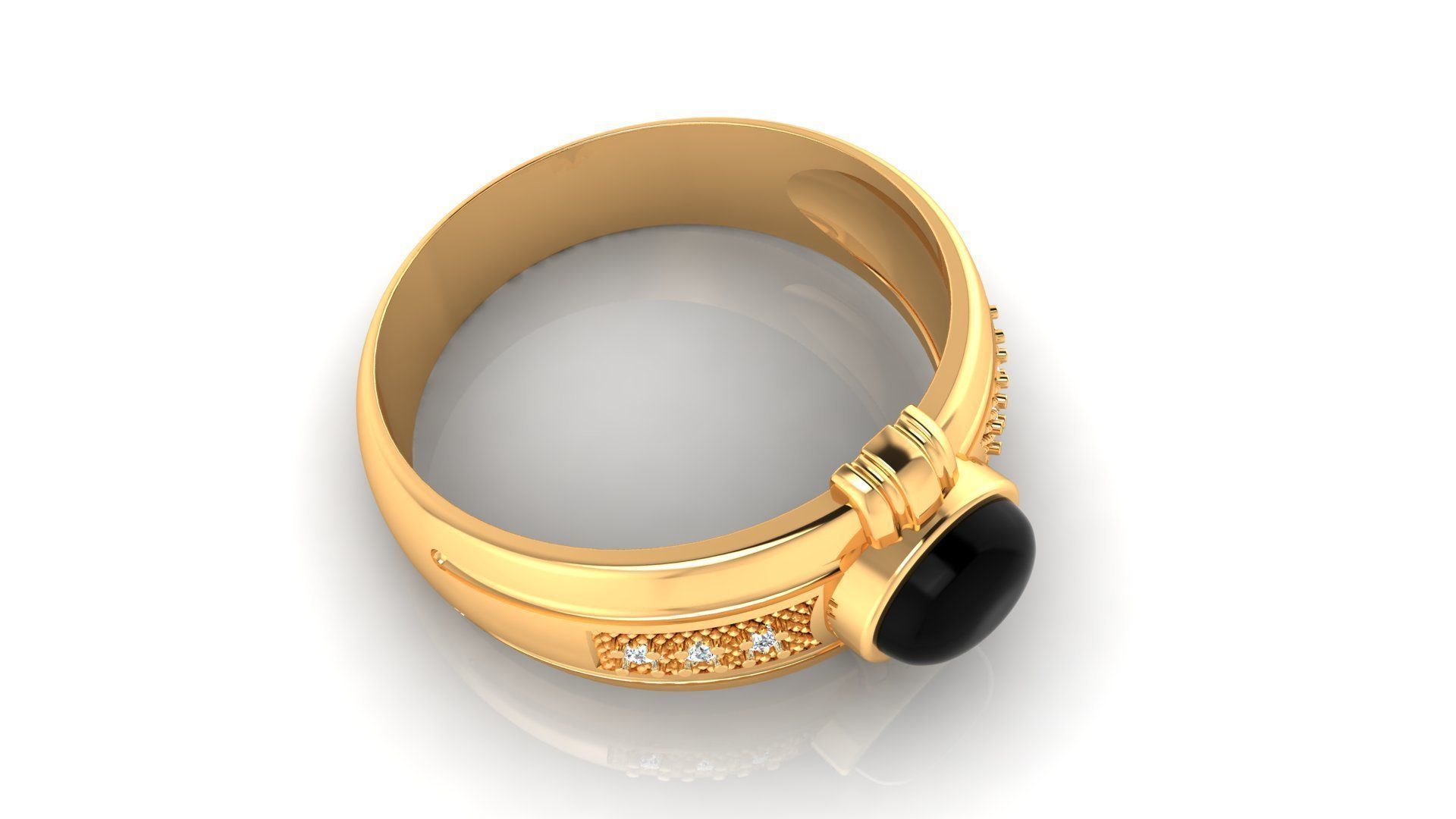 Ring M150 Mens luxury ring with gem 3D print model_32