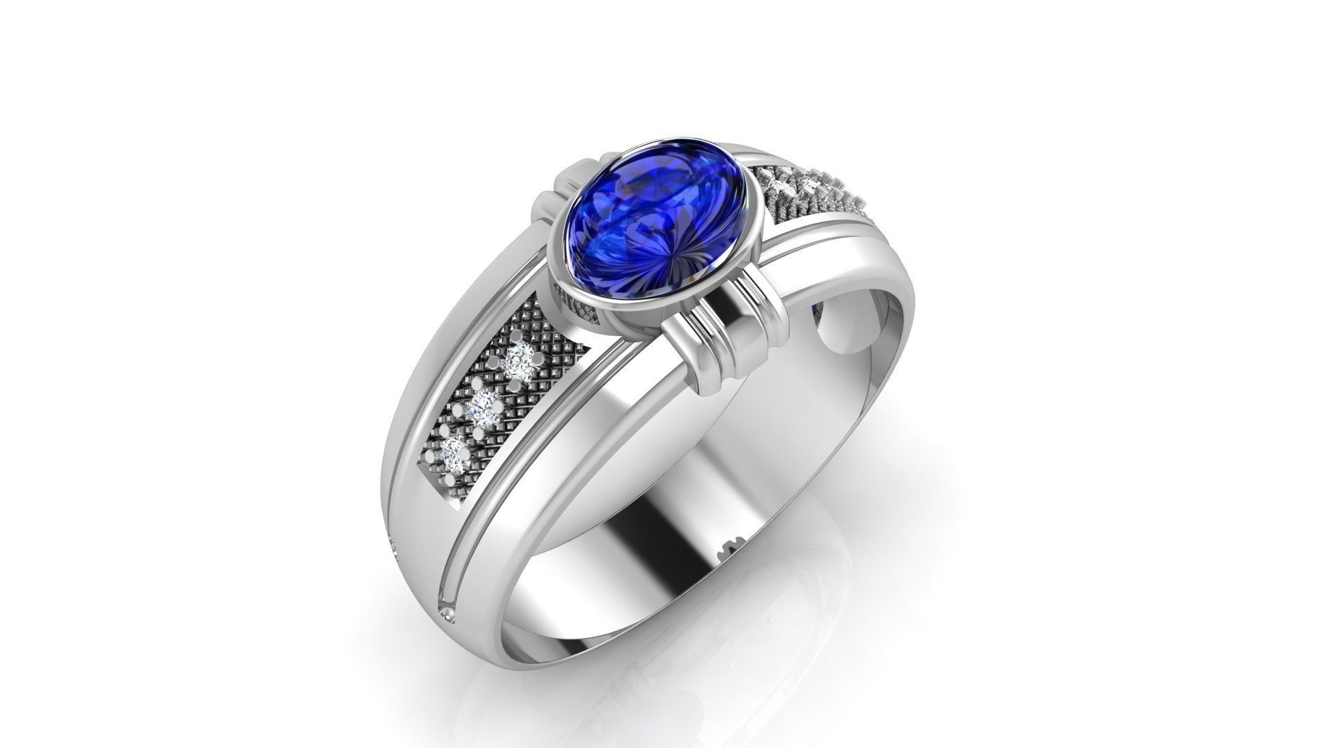 Ring M150 Mens luxury ring with gem 3D print model_3