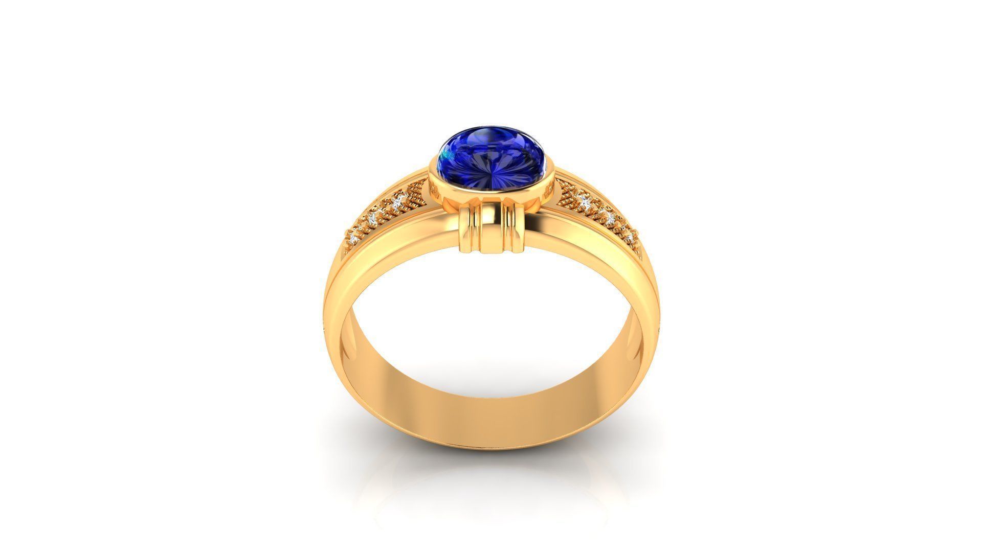 Ring M150 Mens luxury ring with gem 3D print model_9