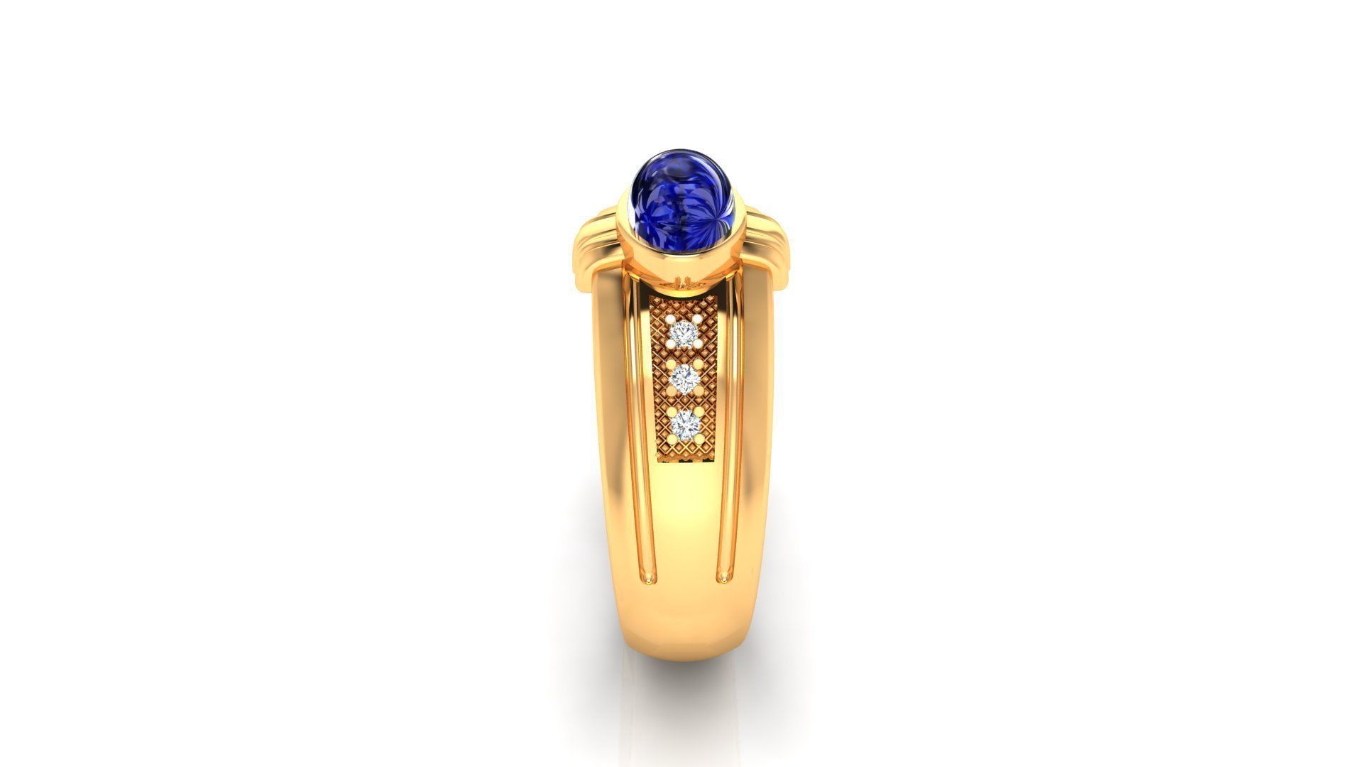 Ring M150 Mens luxury ring with gem 3D print model_8