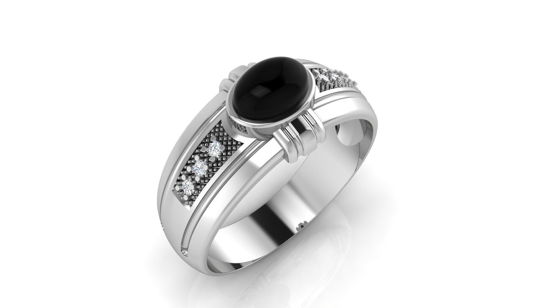 Ring M150 Mens luxury ring with gem 3D print model_33