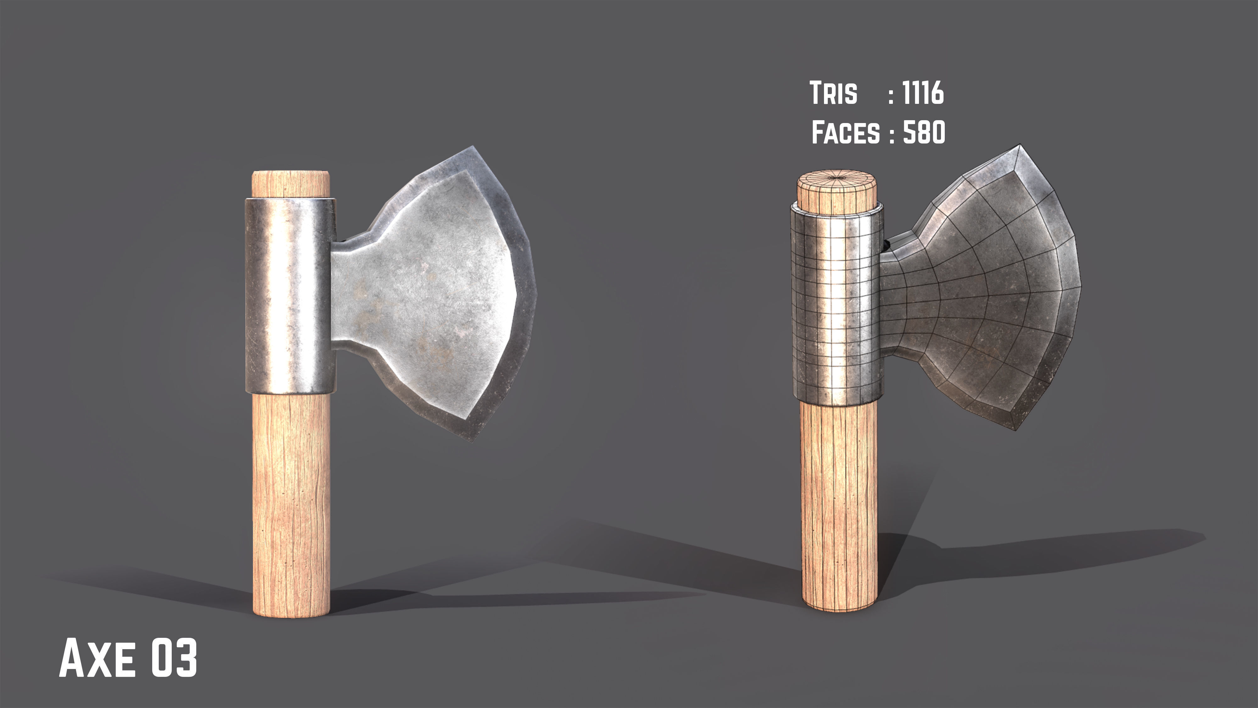 Axe Pack Game Ready Low-poly 3D model_3
