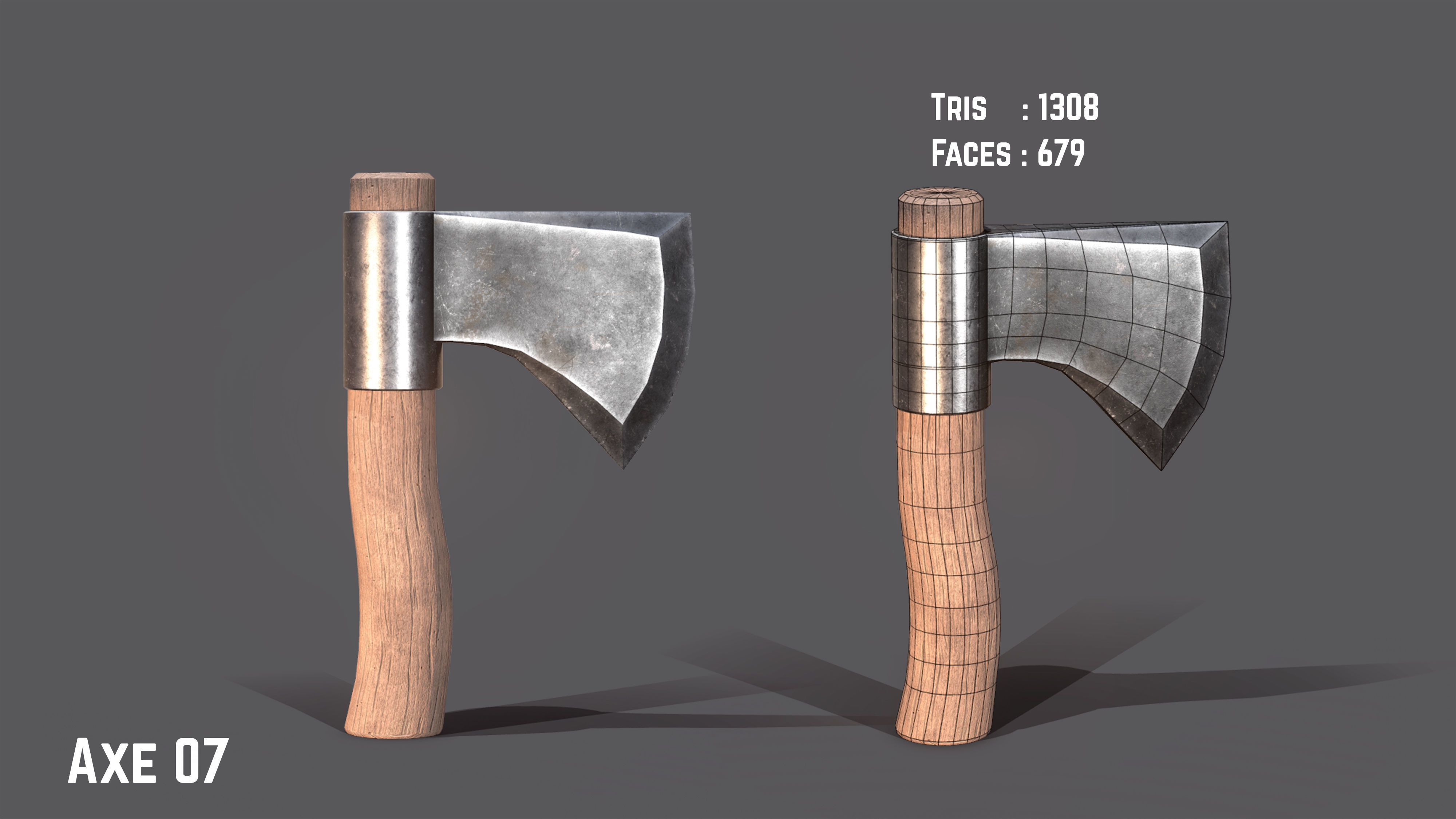 Axe Pack Game Ready Low-poly 3D model_7
