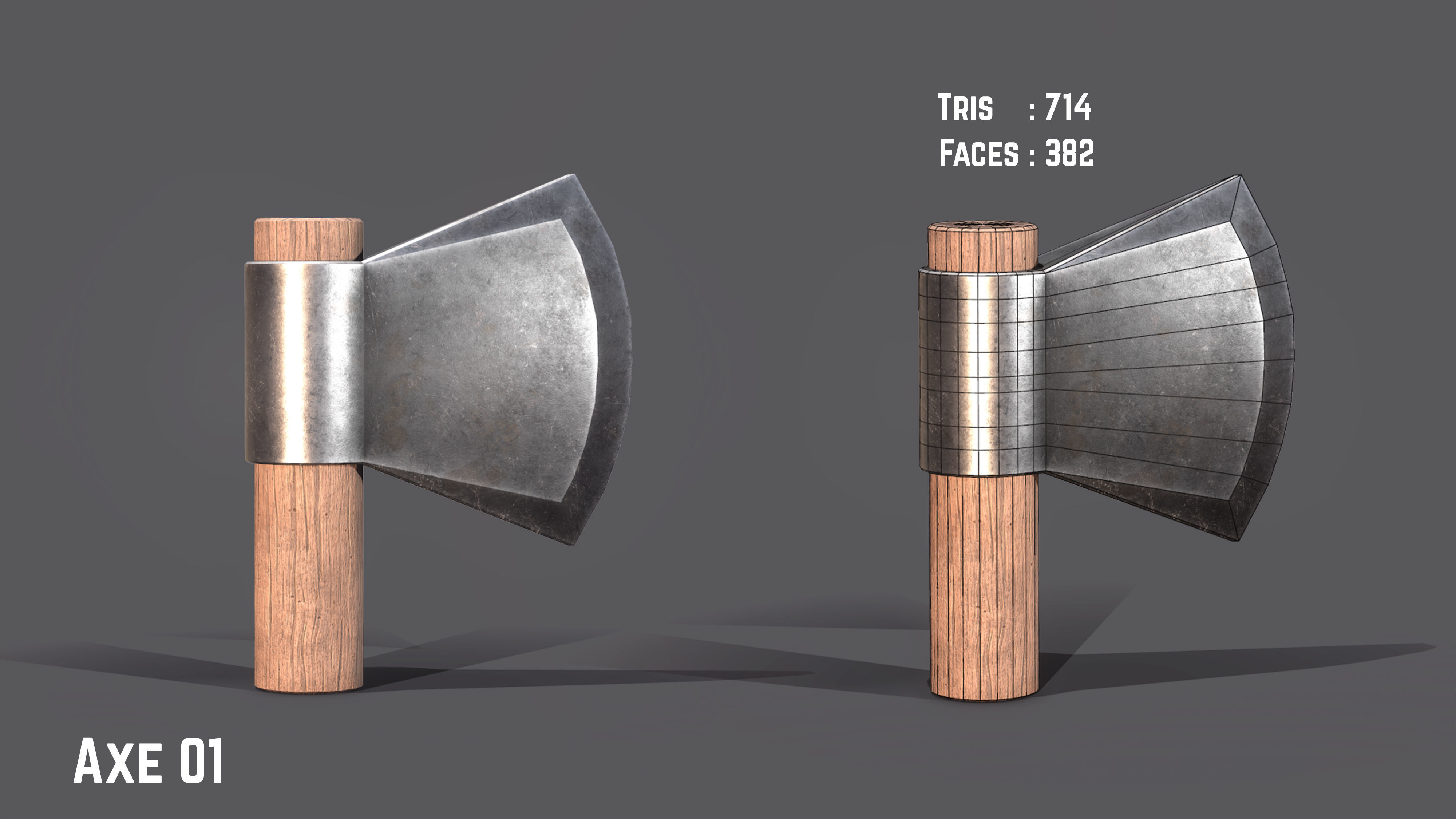 Axe Pack Game Ready Low-poly 3D model_1