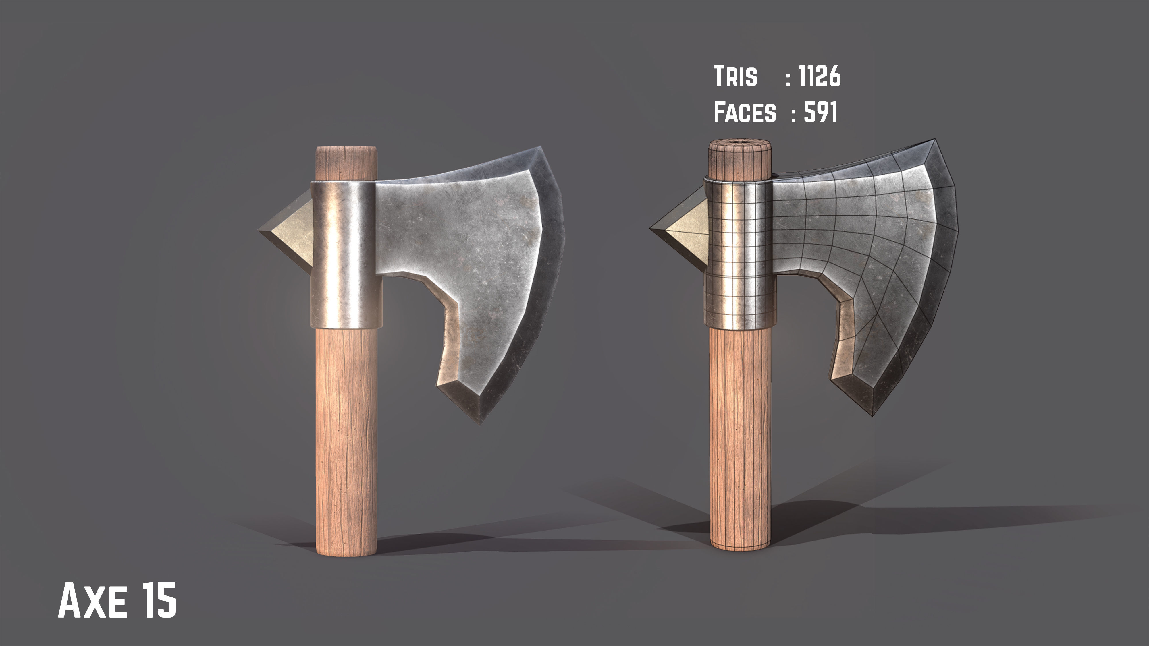Axe Pack Game Ready Low-poly 3D model_15