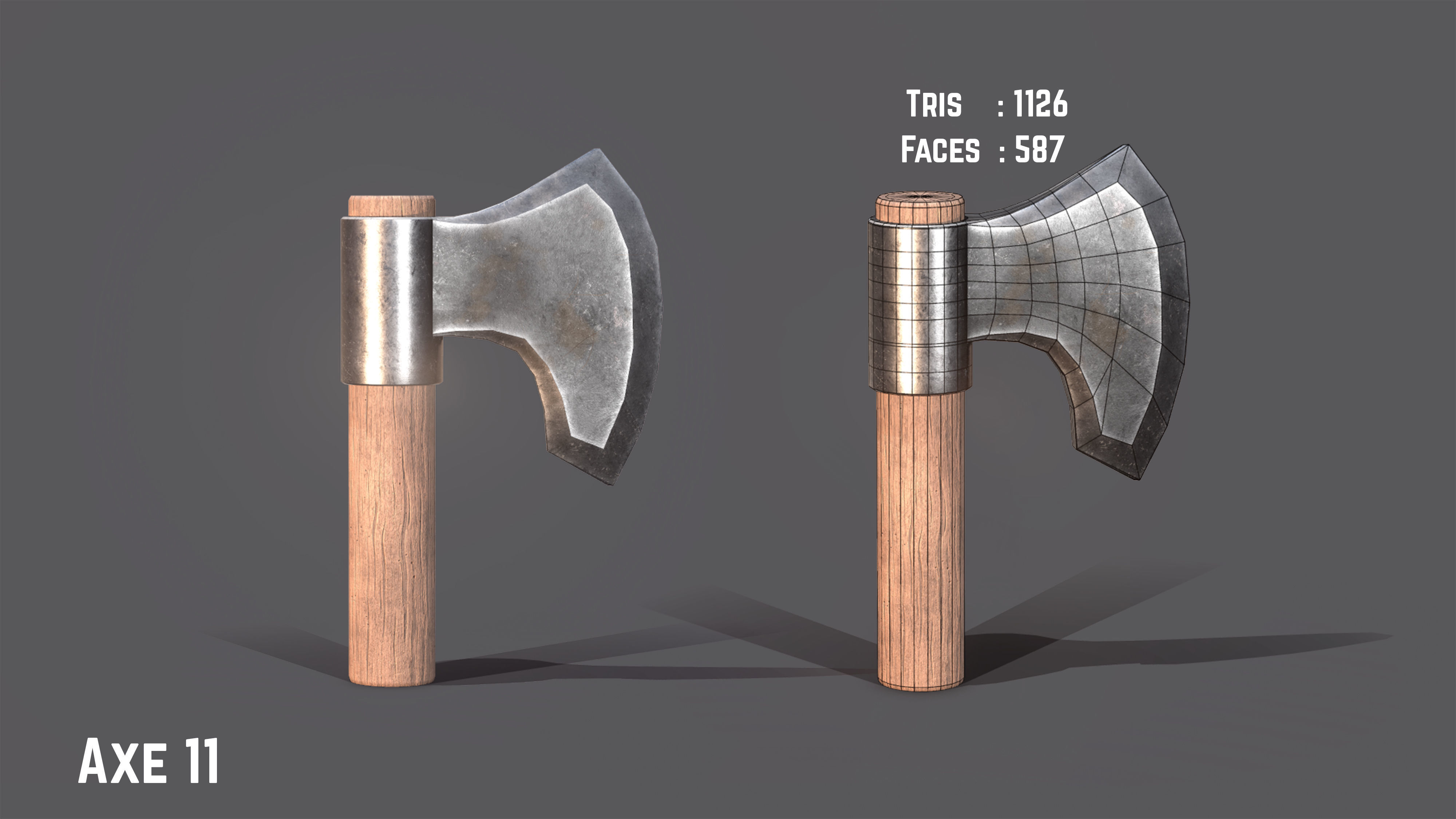 Axe Pack Game Ready Low-poly 3D model_11