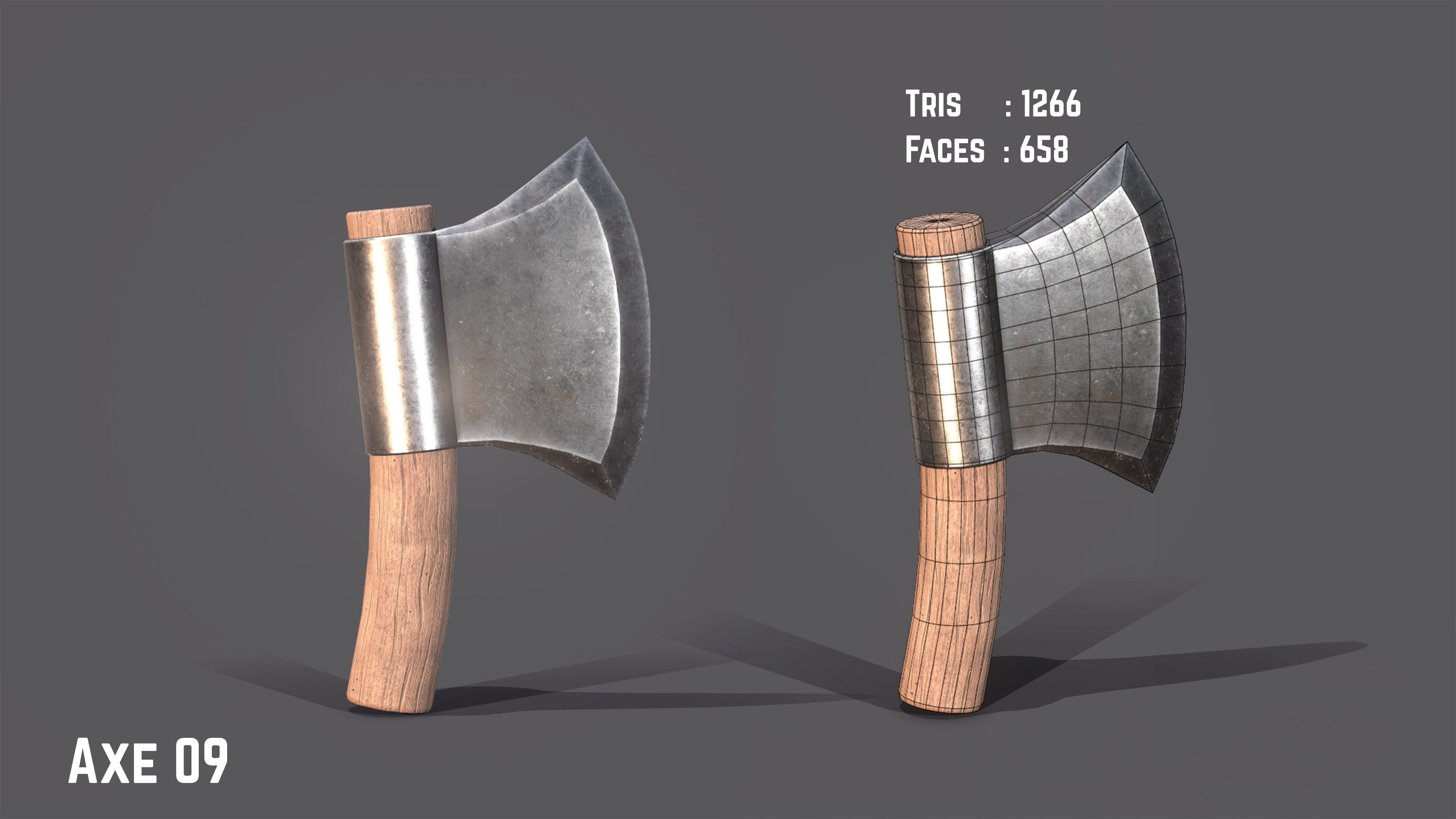 Axe Pack Game Ready Low-poly 3D model_9