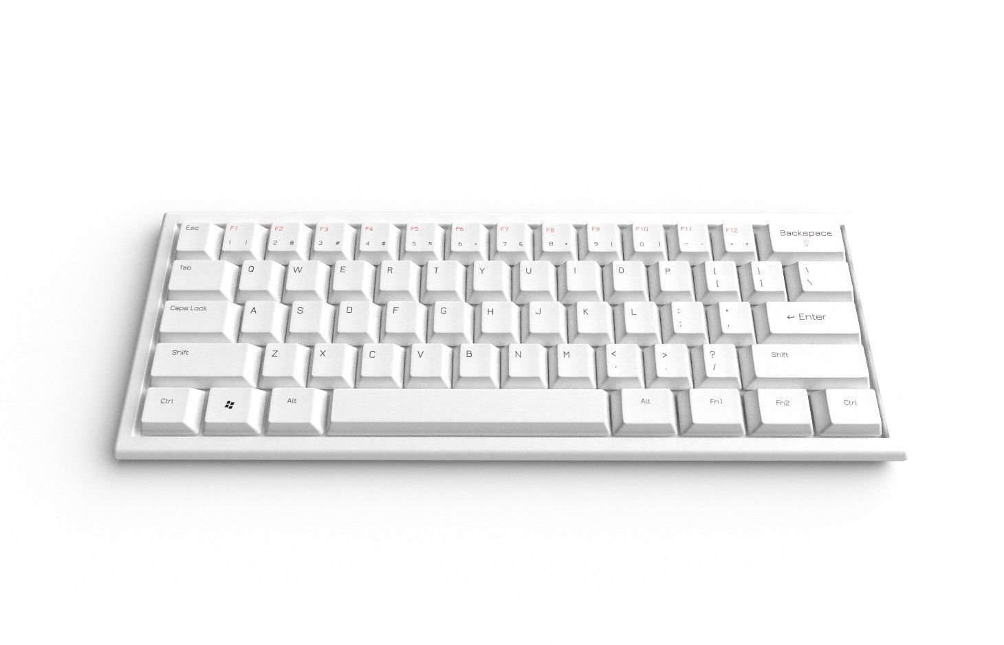 Pc Keyboard M05 White Low-poly 3D model_3
