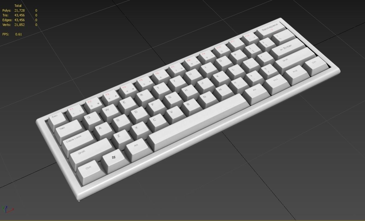 Pc Keyboard M05 White Low-poly 3D model_2