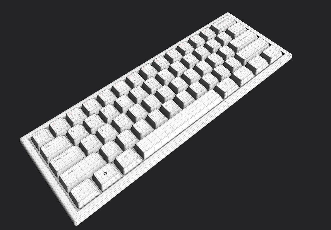 Pc Keyboard M05 White Low-poly 3D model_1