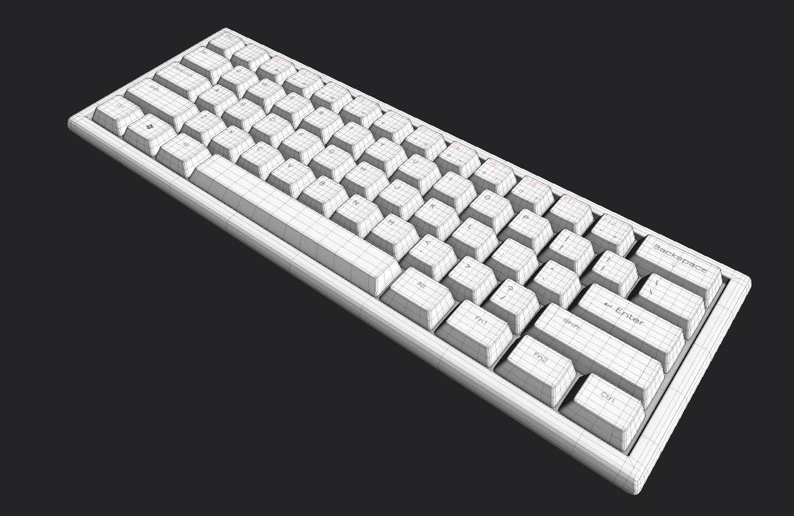 Pc Keyboard M05 White Low-poly 3D model_5