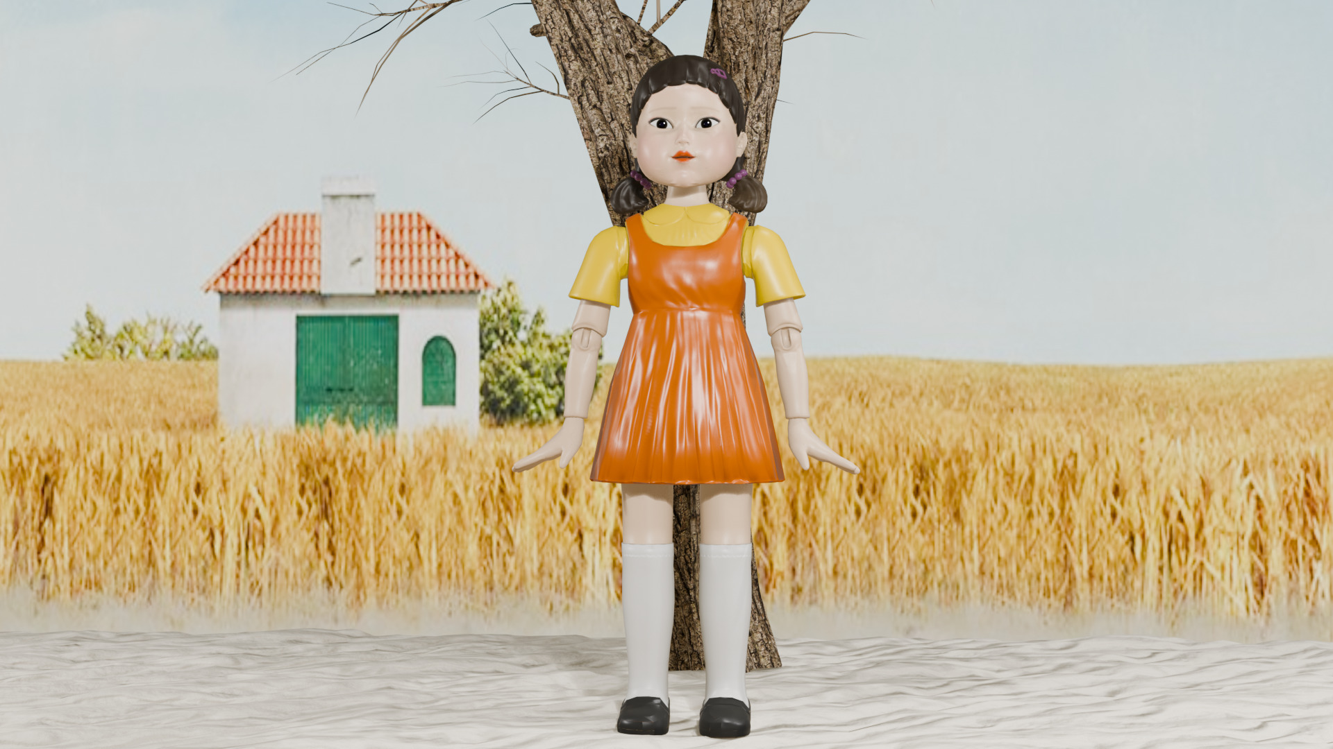 Squid Game Doll 3D Model - High-Quality Game-Ready Asset Low-poly 3D model_1